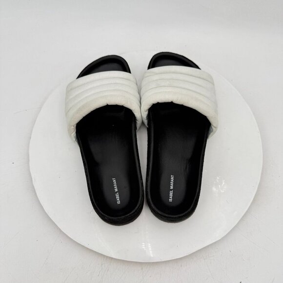 Isabel Marant Hellea Women EU 37 US 7 White Quilted Leather One Band Sandal - Picture 6 of 11